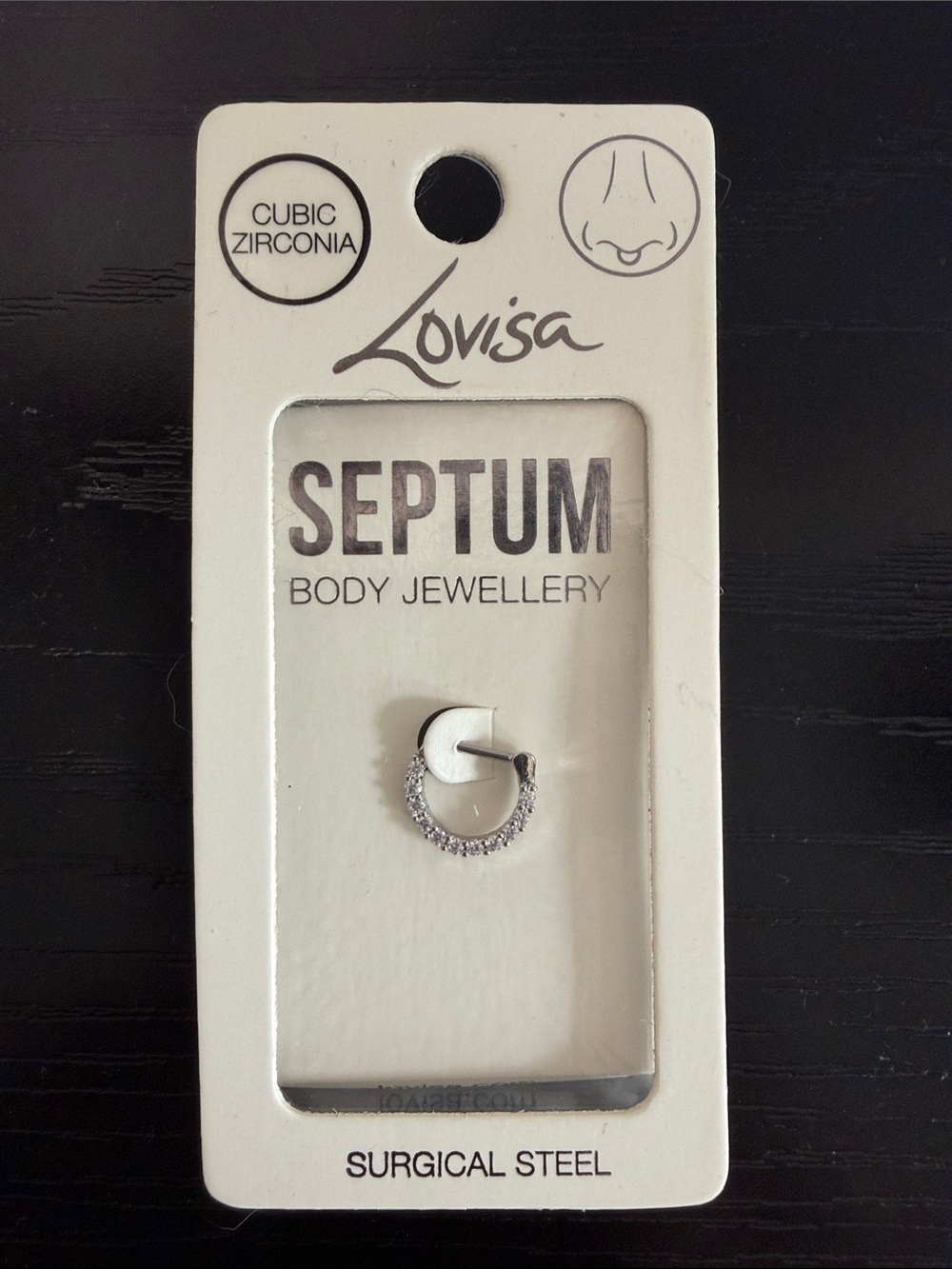 Lovisa Silver Cubic Zirconia Septum Ring - Surgical Steel